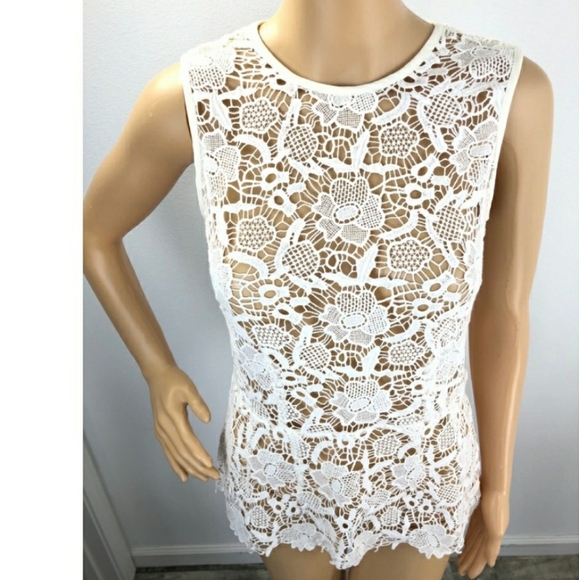 CAbi Style #800 Needlepoint Lace Peplum Shell Top - Picture 3 of 6